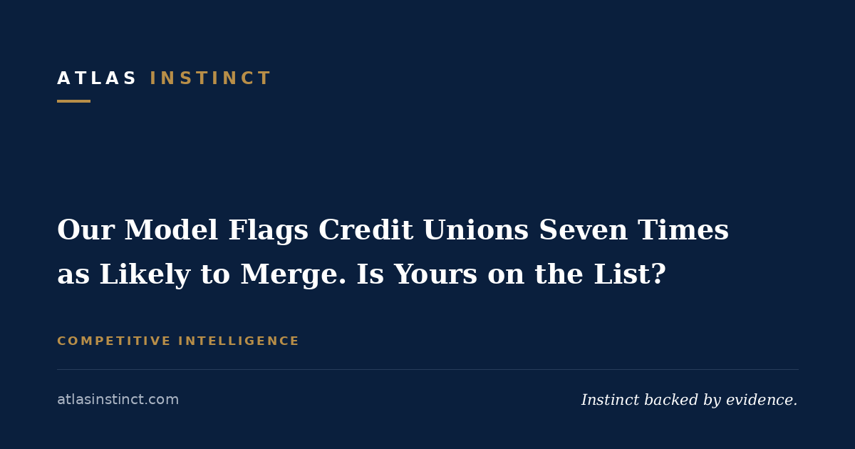 We scored every credit union on its June 2024 filing and checked who merged out by December 2025. High scorers were gone seven times as often, and the model earns its keep under $500 million.