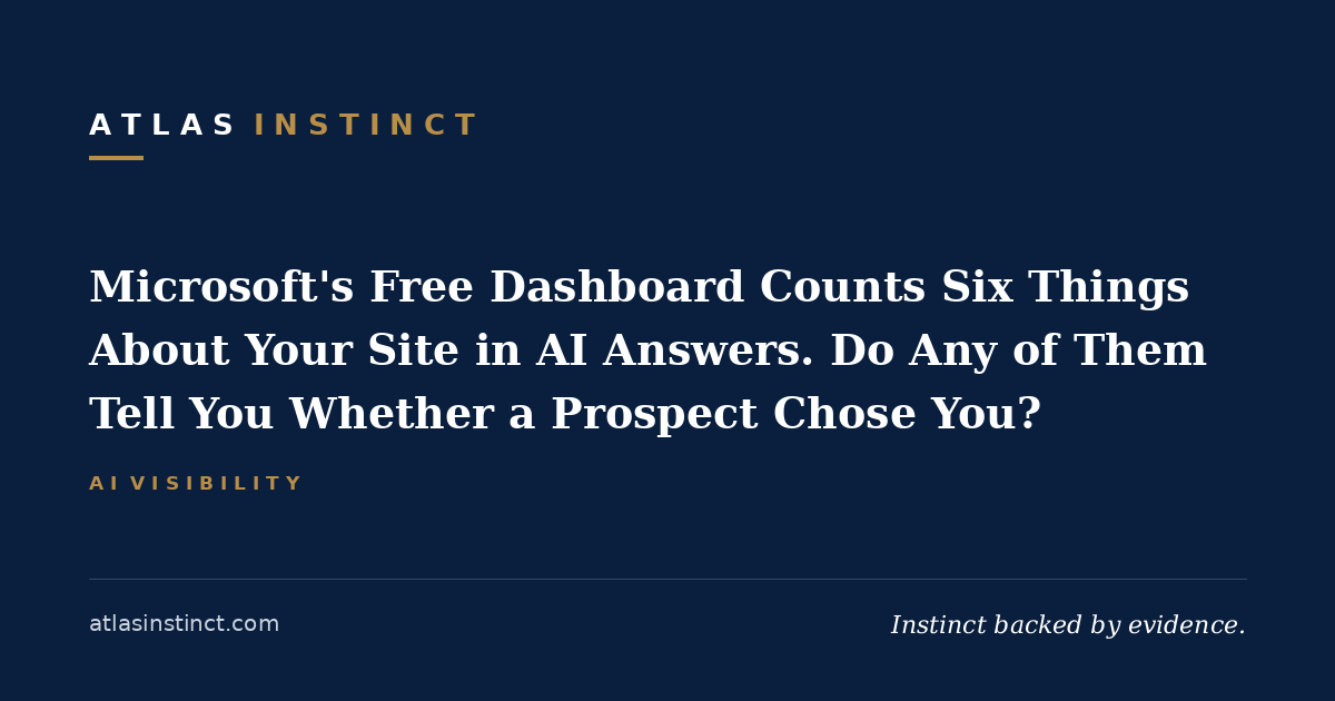 Microsoft Clarity now reports, free, how often AI answers cite your pages. Turn it on this week. Then read what it cannot answer: when a prospect asks about your institution, does the answer name you?